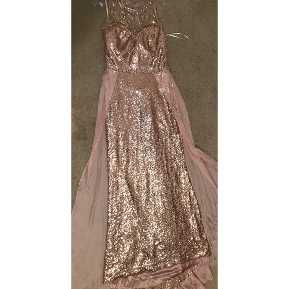 SEQUINS PROM DRESS WITH TRAIN